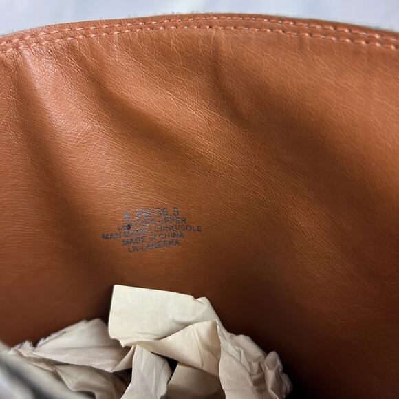 Lucky Brand Lanesha taupe leather tall riding boots back zip low block heel 6.5 - Picture 9 of 10